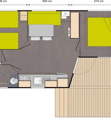 Plan du Mobil-home Confort 2 chambres