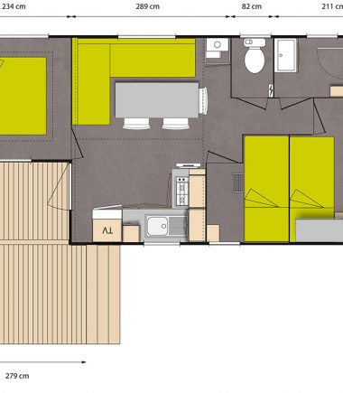Plan du Mobil-home Confort 3 chambres