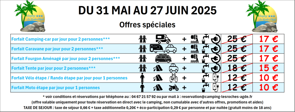 Promo juin emplacements nus